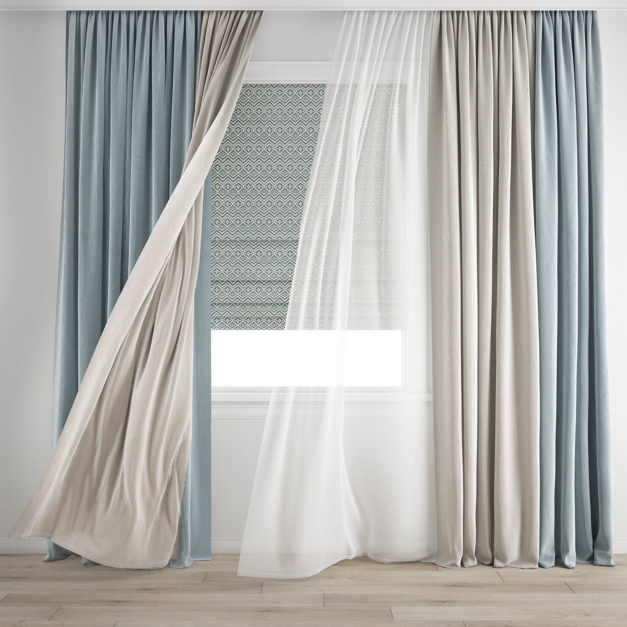 Curtain 346 Wind blowing effect 9 3D model_6