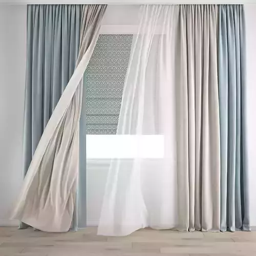 Curtain 346 Wind blowing effect 9 3D model