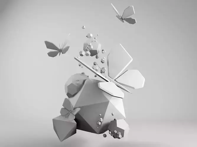 Abstract Geometric Platonic Solids with Butterfly  Composition