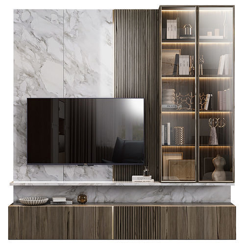 Neoclassical TV wall 023 3D model