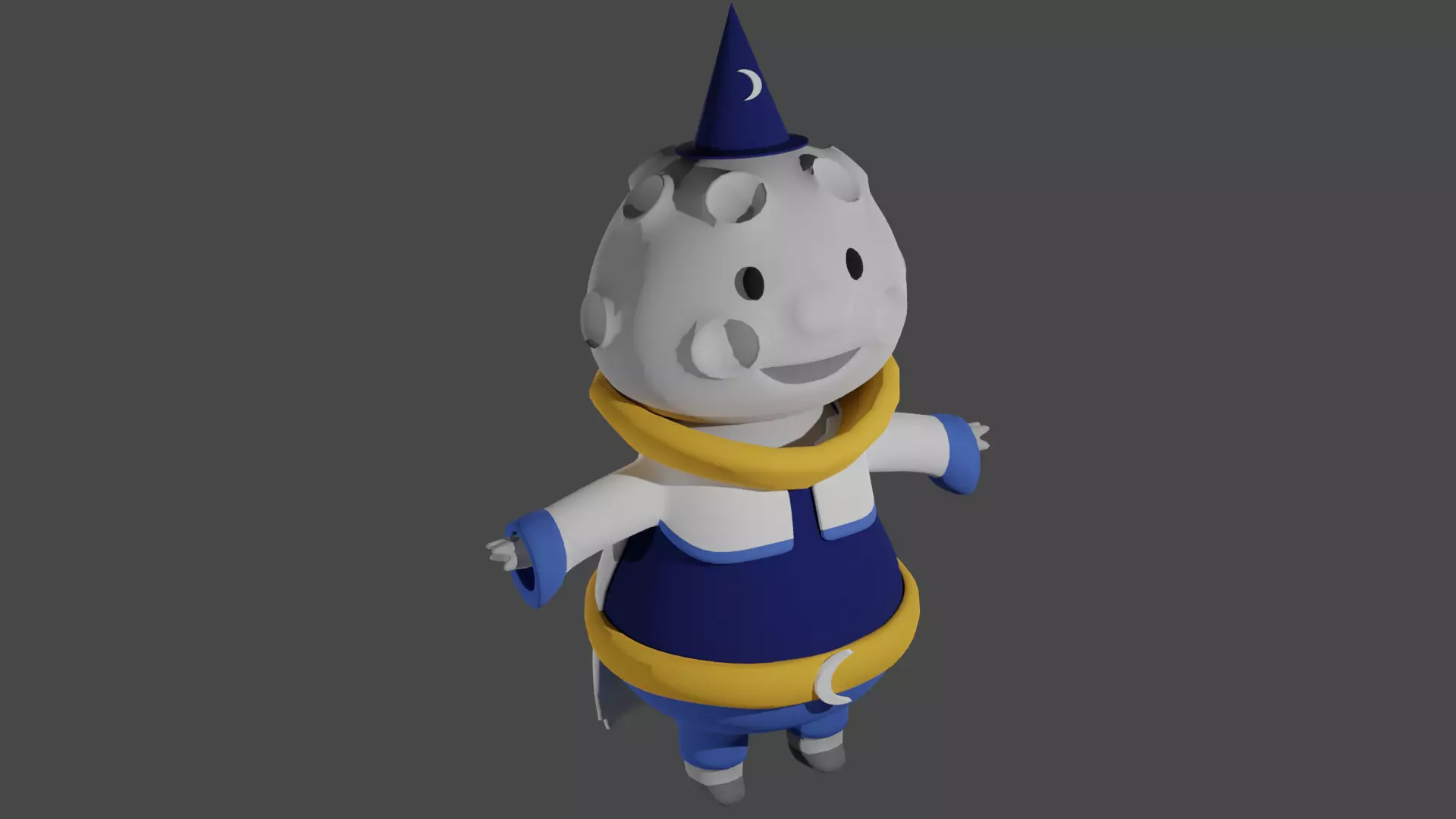 Stylized Cartoon Moon Character Low-poly 3D model