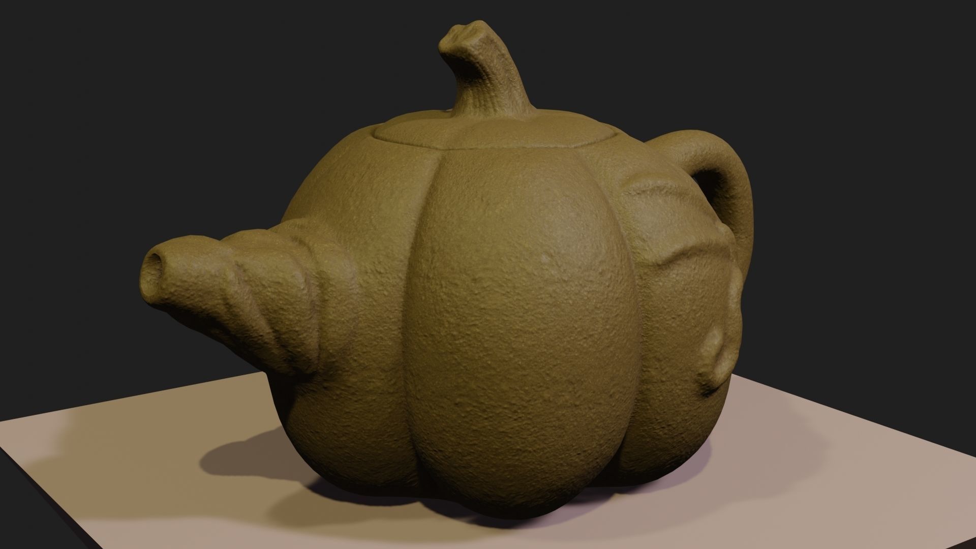 Teapot pumpkin 3D model with PBR textures  Low-poly 3D model_2