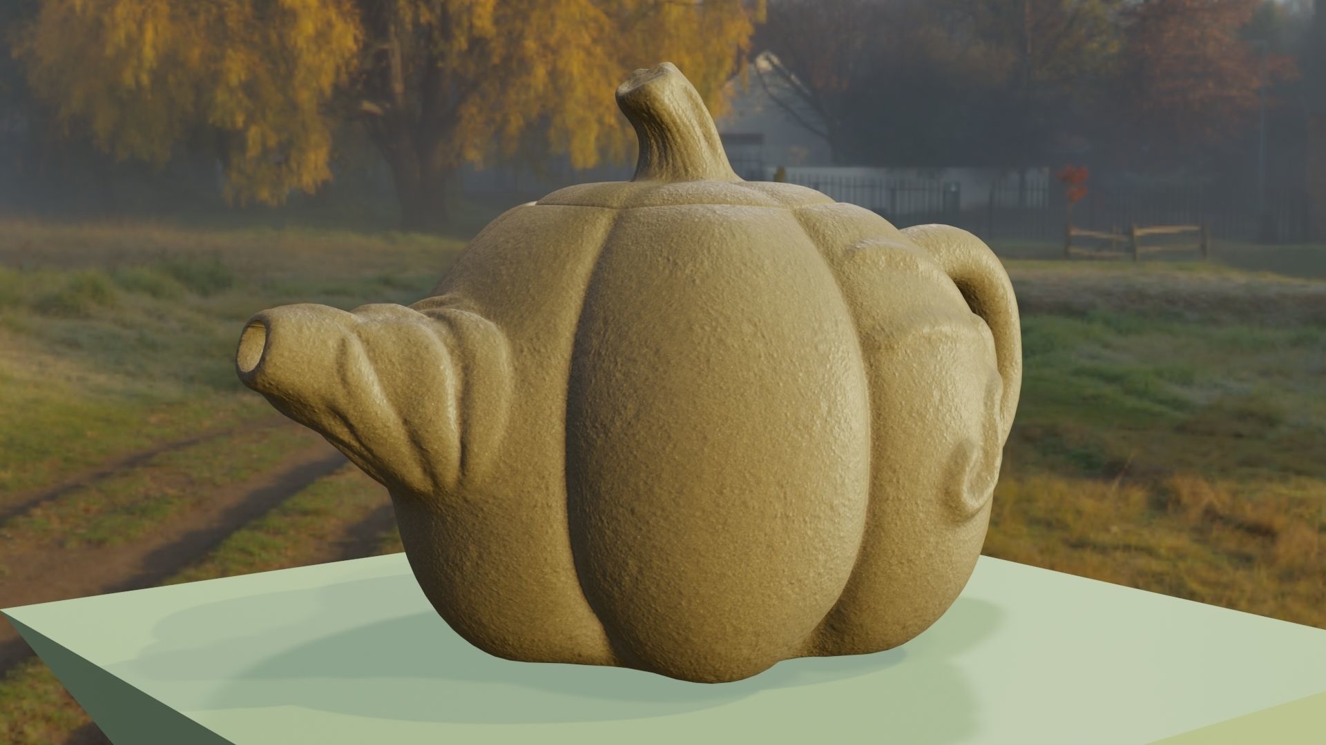 Teapot pumpkin 3D model with PBR textures  Low-poly 3D model_5