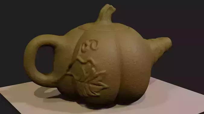 Teapot pumpkin 3D model with PBR textures 