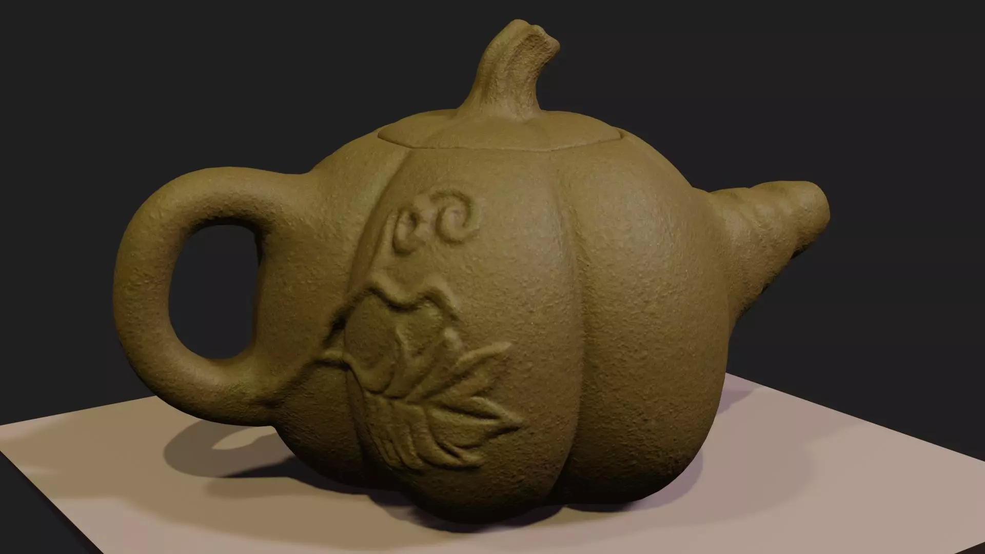 Teapot pumpkin 3D model with PBR textures  Low-poly 3D model_0