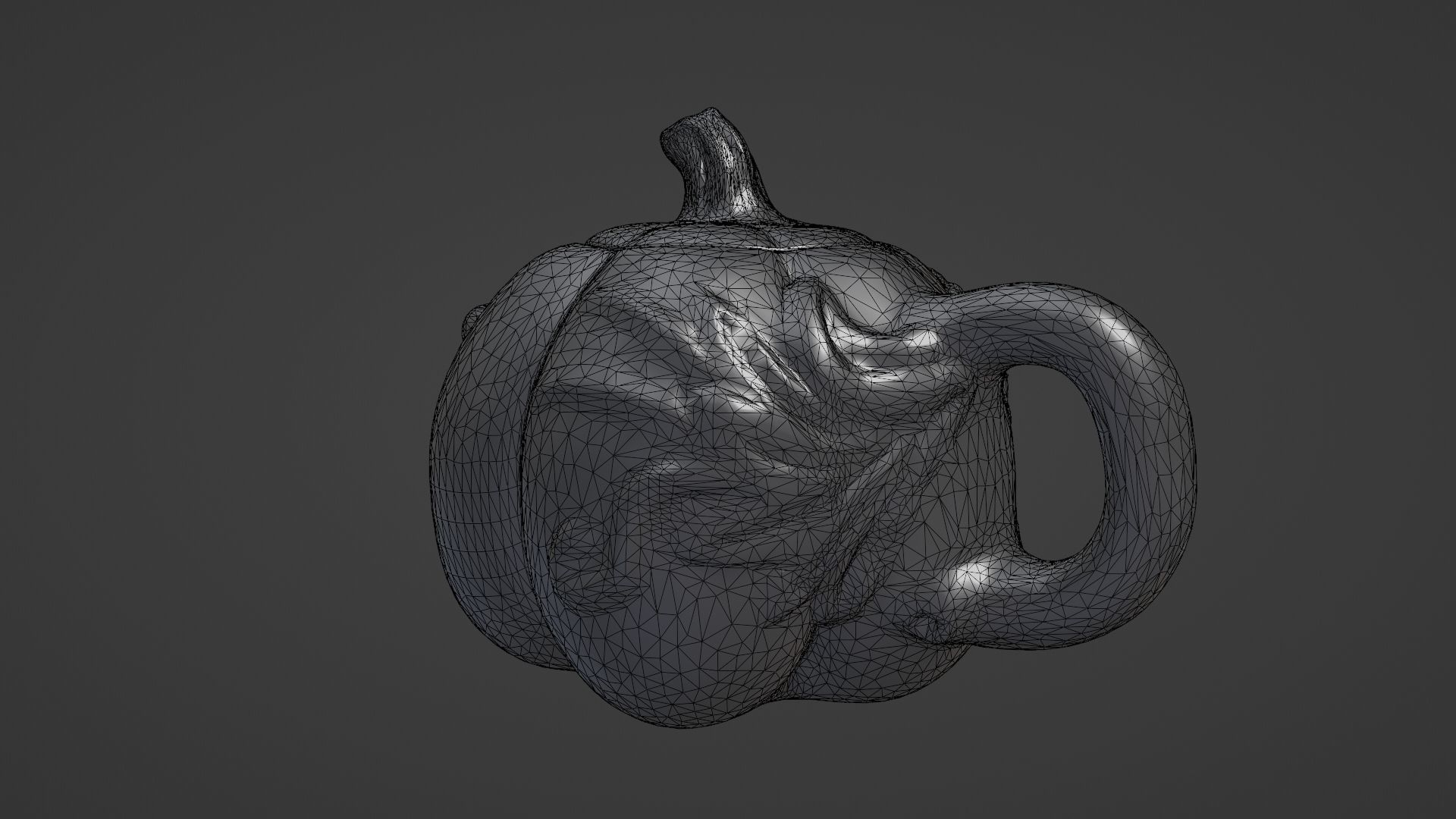 Teapot pumpkin 3D model with PBR textures  Low-poly 3D model_8