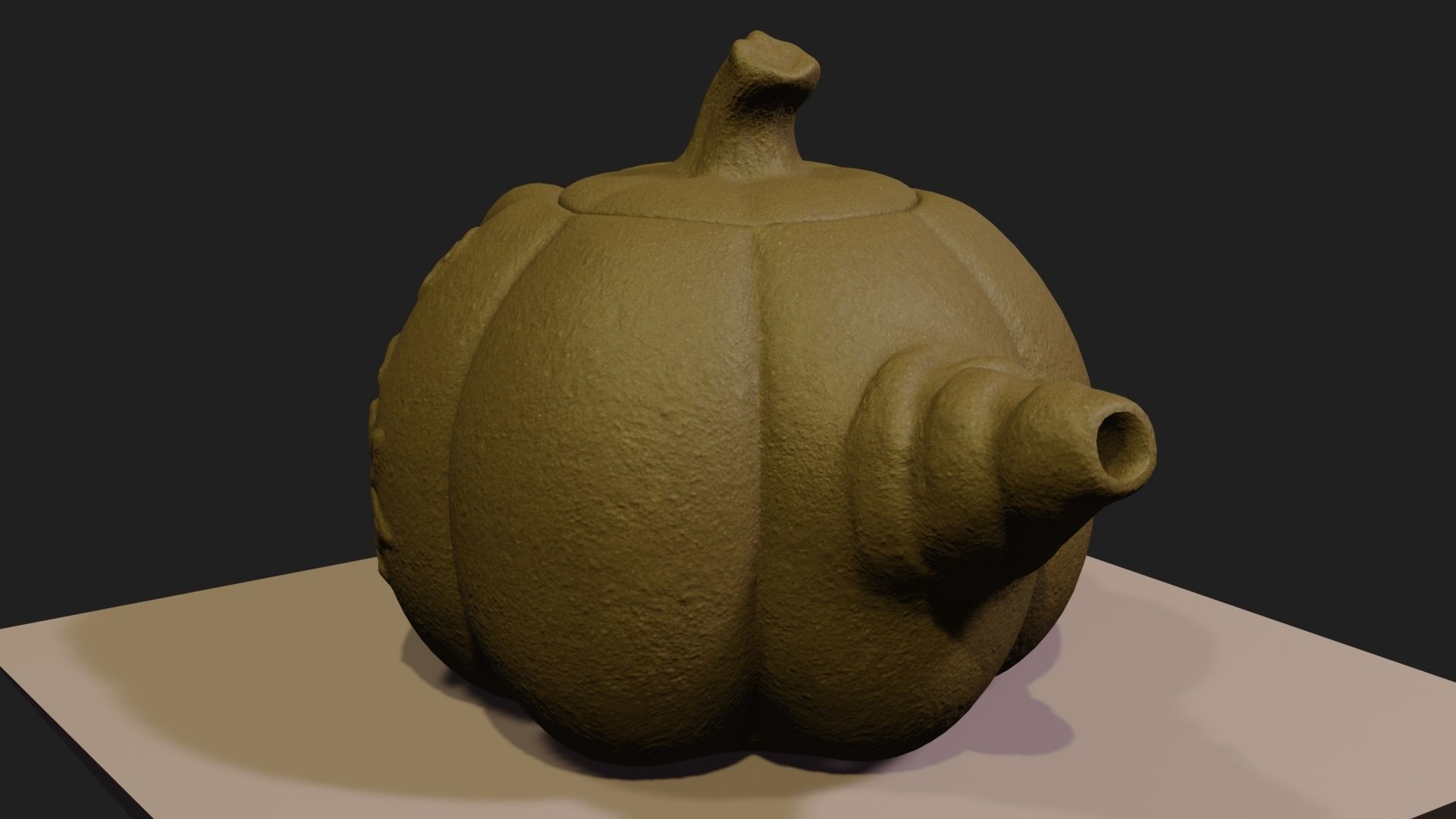 Teapot pumpkin 3D model with PBR textures  Low-poly 3D model_3