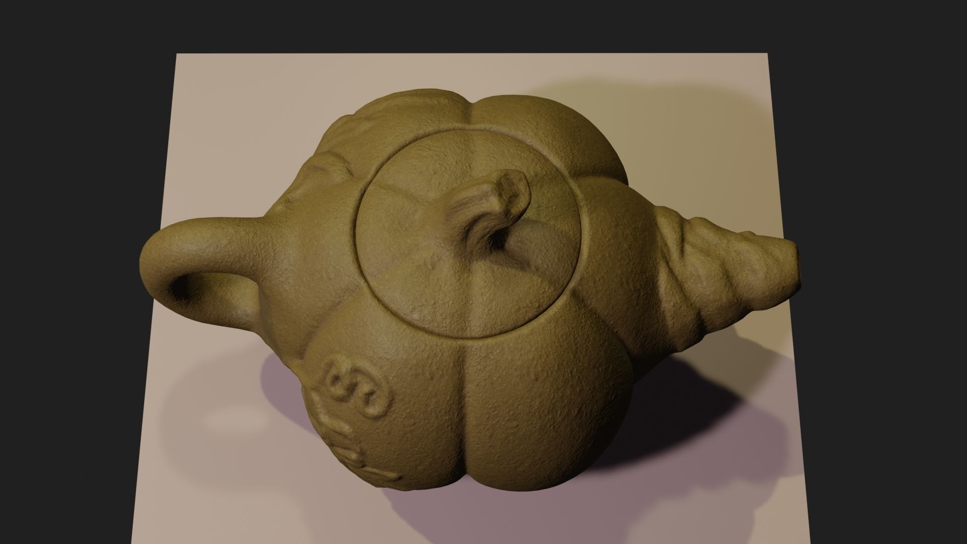 Teapot pumpkin 3D model with PBR textures  Low-poly 3D model_1