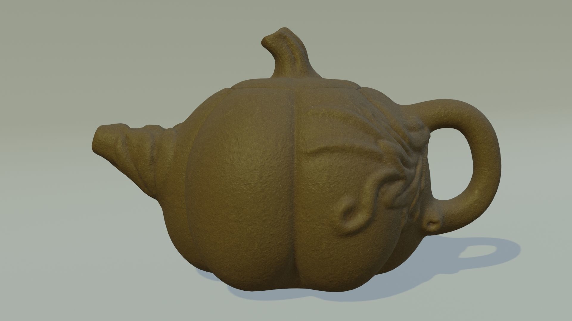 Teapot pumpkin 3D model with PBR textures  Low-poly 3D model_6