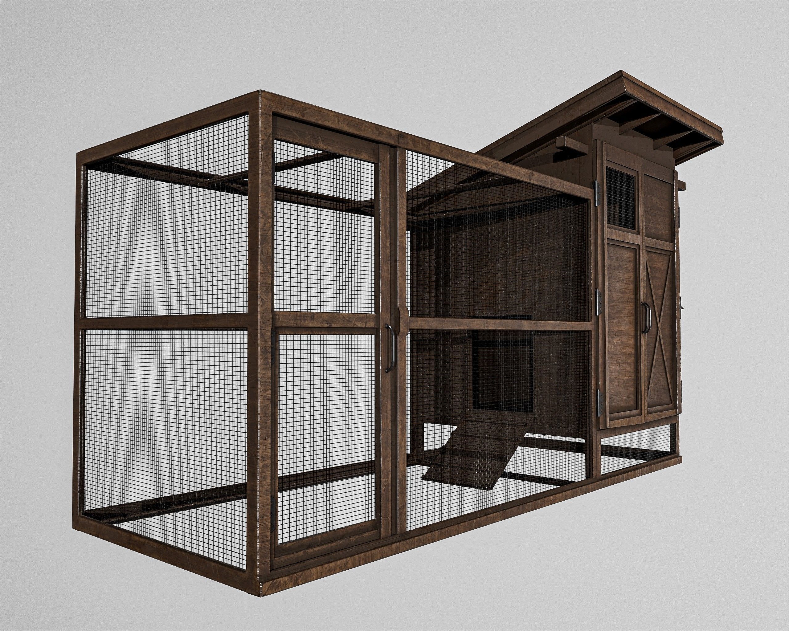 Chicken Cage 2 Types Low-poly 3D model_7