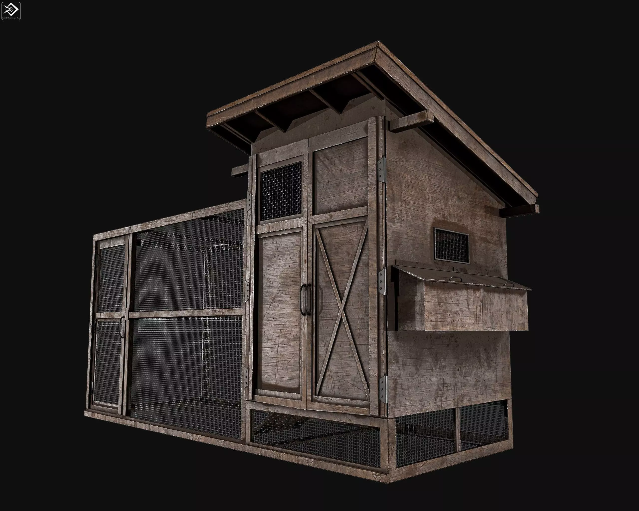 Chicken Cage 2 Types Low-poly 3D model_0