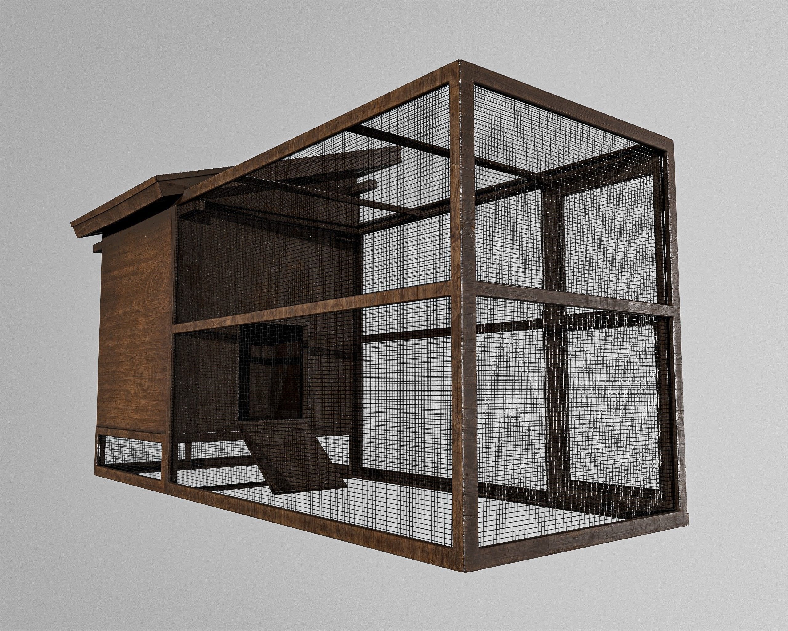 Chicken Cage 2 Types Low-poly 3D model_4