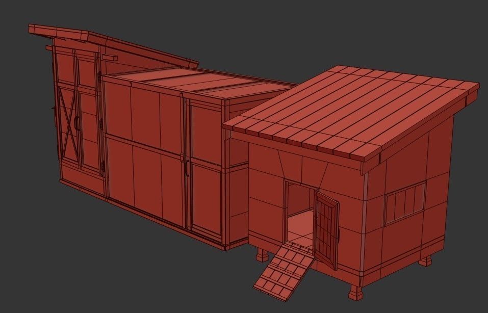 Chicken Cage 2 Types Low-poly 3D model_13