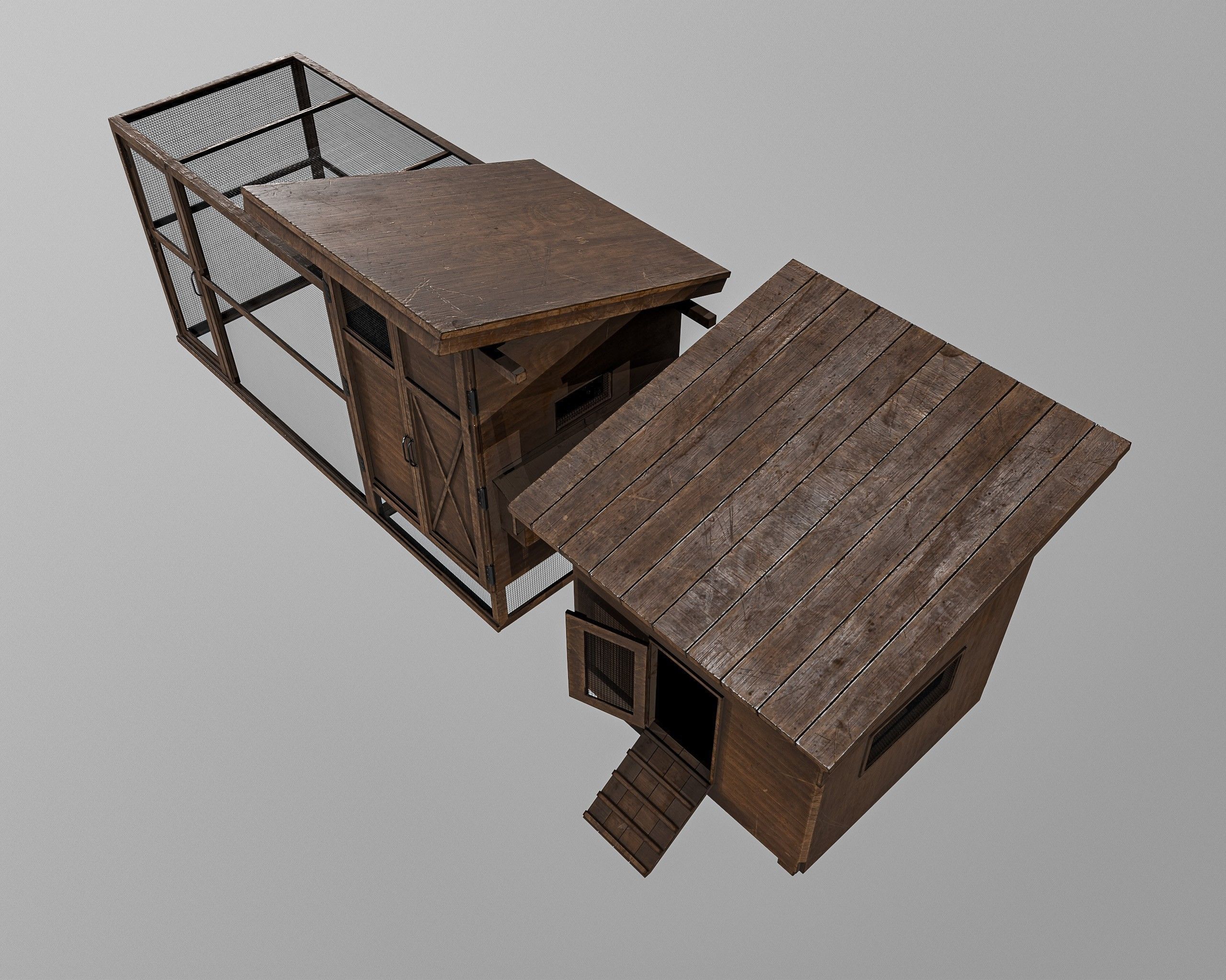Chicken Cage 2 Types Low-poly 3D model_10