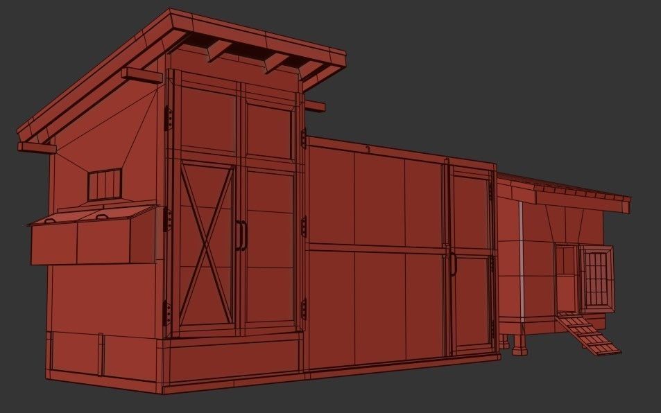 Chicken Cage 2 Types Low-poly 3D model_11