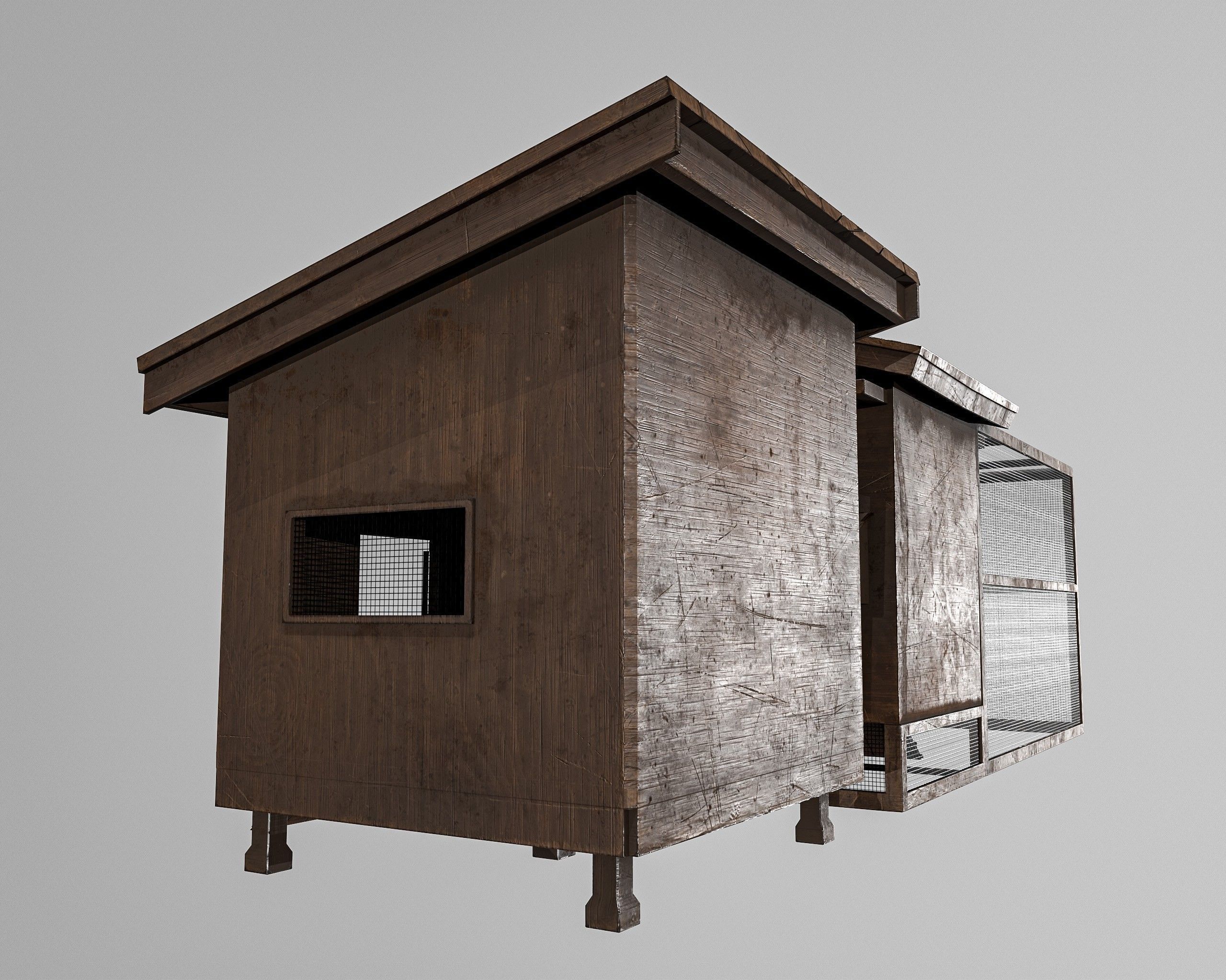 Chicken Cage 2 Types Low-poly 3D model_6