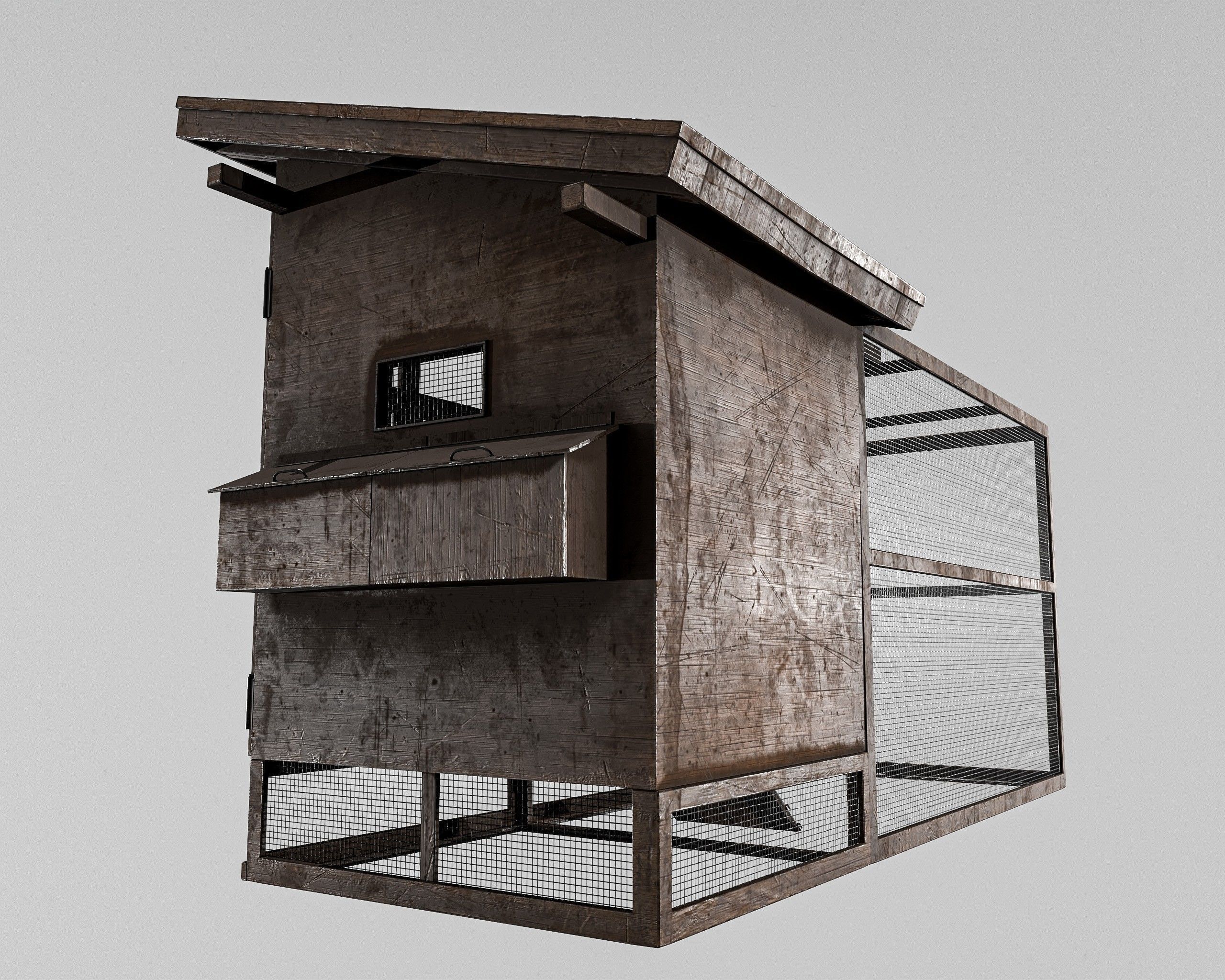 Chicken Cage 2 Types Low-poly 3D model_8
