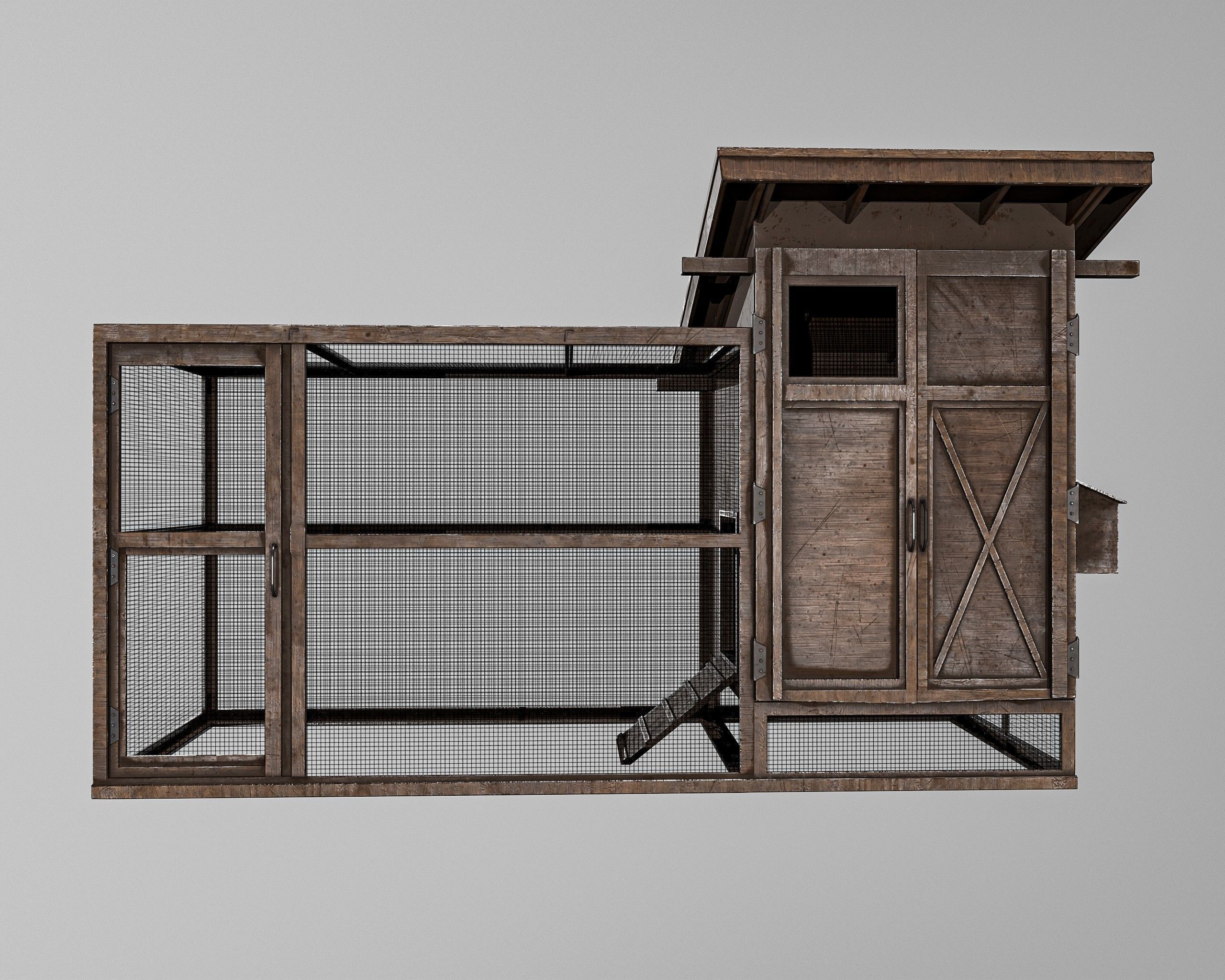 Chicken Cage 2 Types Low-poly 3D model_5