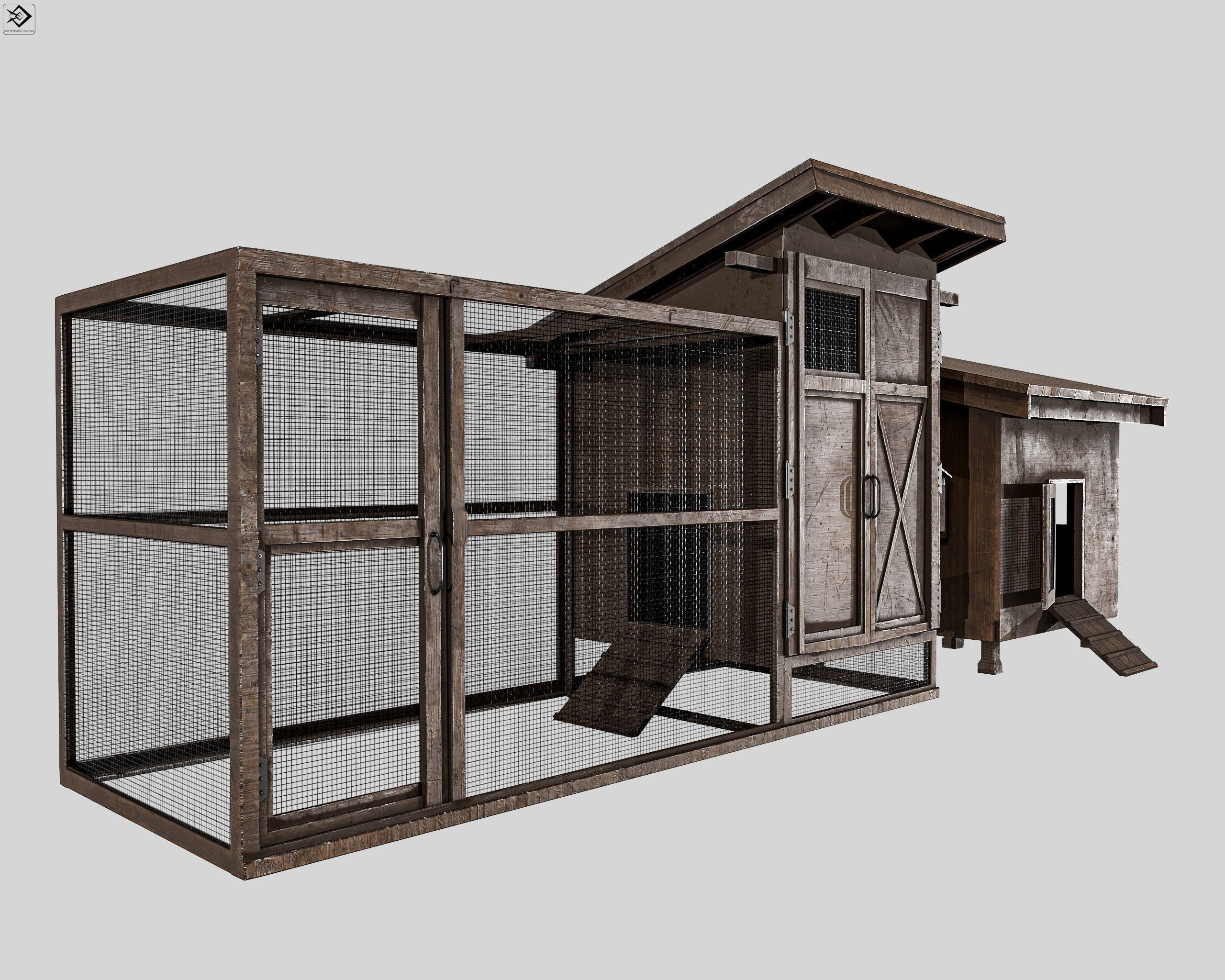 Chicken Cage 2 Types Low-poly 3D model_2