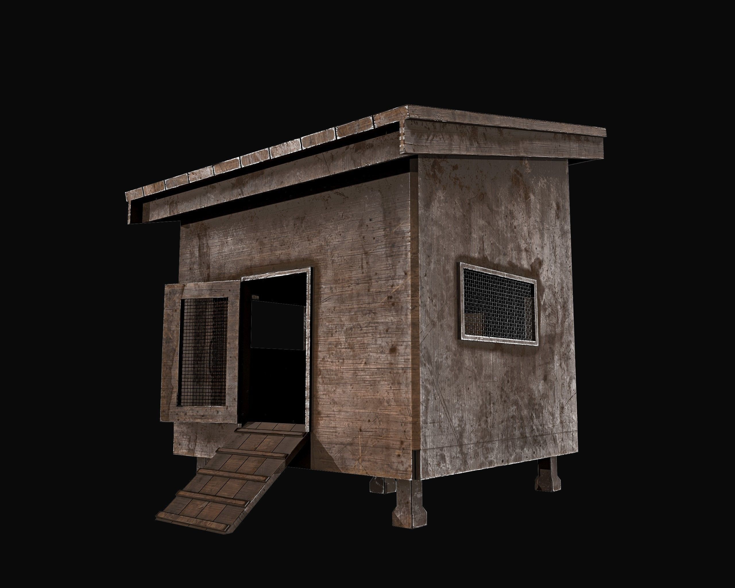 Chicken Cage 2 Types Low-poly 3D model_9