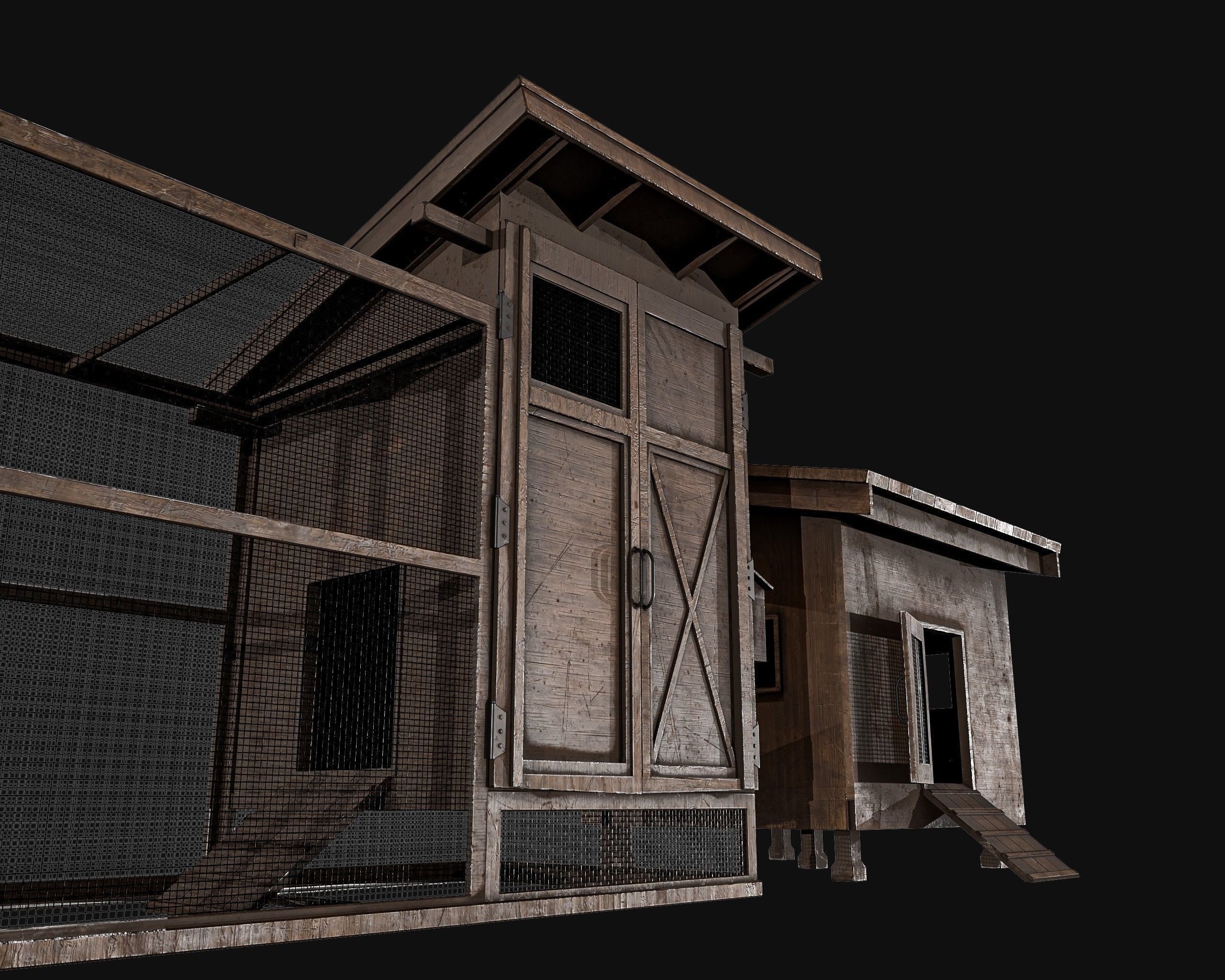 Chicken Cage 2 Types Low-poly 3D model_3