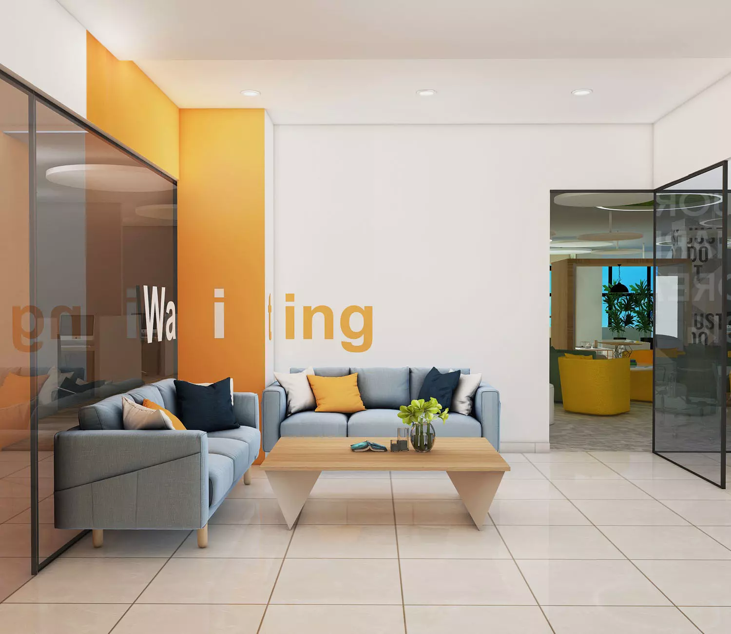 Waiting area design Low-poly 3D model