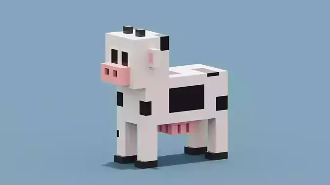 Voxel Cow Low-poly 3D model