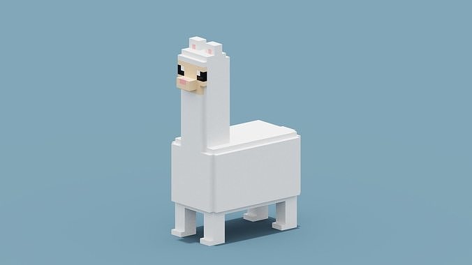 Voxel Lama Low-poly 3D model