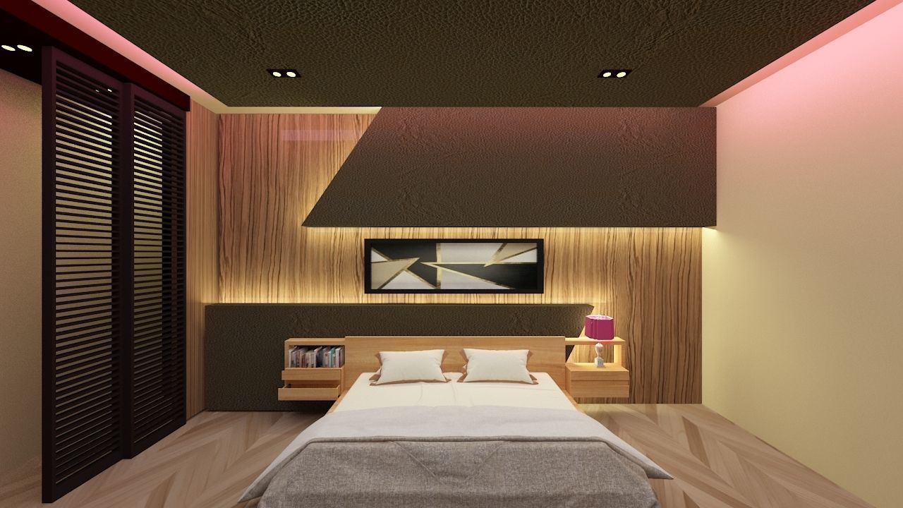 Simple Bedroom Design with and without window Low-poly 3D model_4