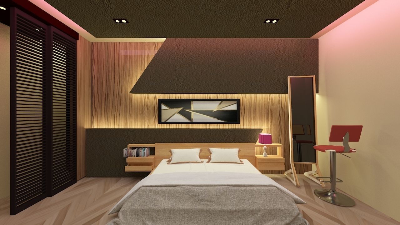 Simple Bedroom Design with and without window Low-poly 3D model_2