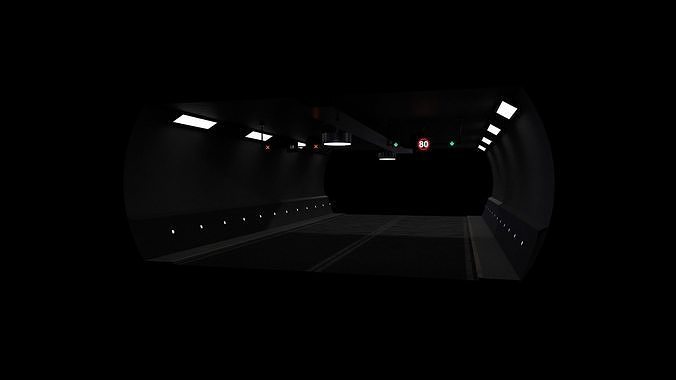 PBR Tileable Road Tunnel Interior Low-poly 3D model 3