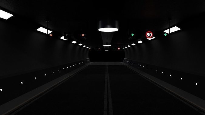 PBR Tileable Road Tunnel Interior Low-poly 3D model 6
