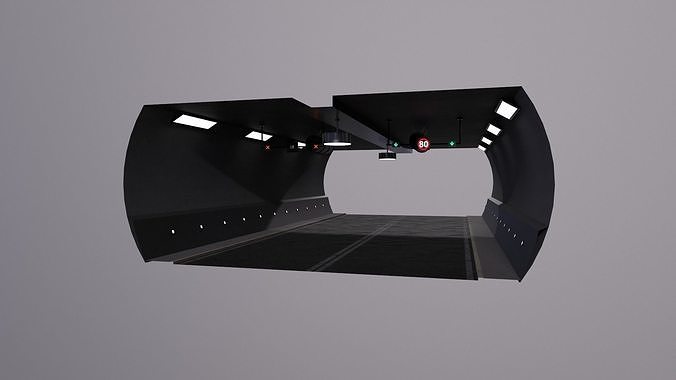 PBR Tileable Road Tunnel Interior Low-poly 3D model 2