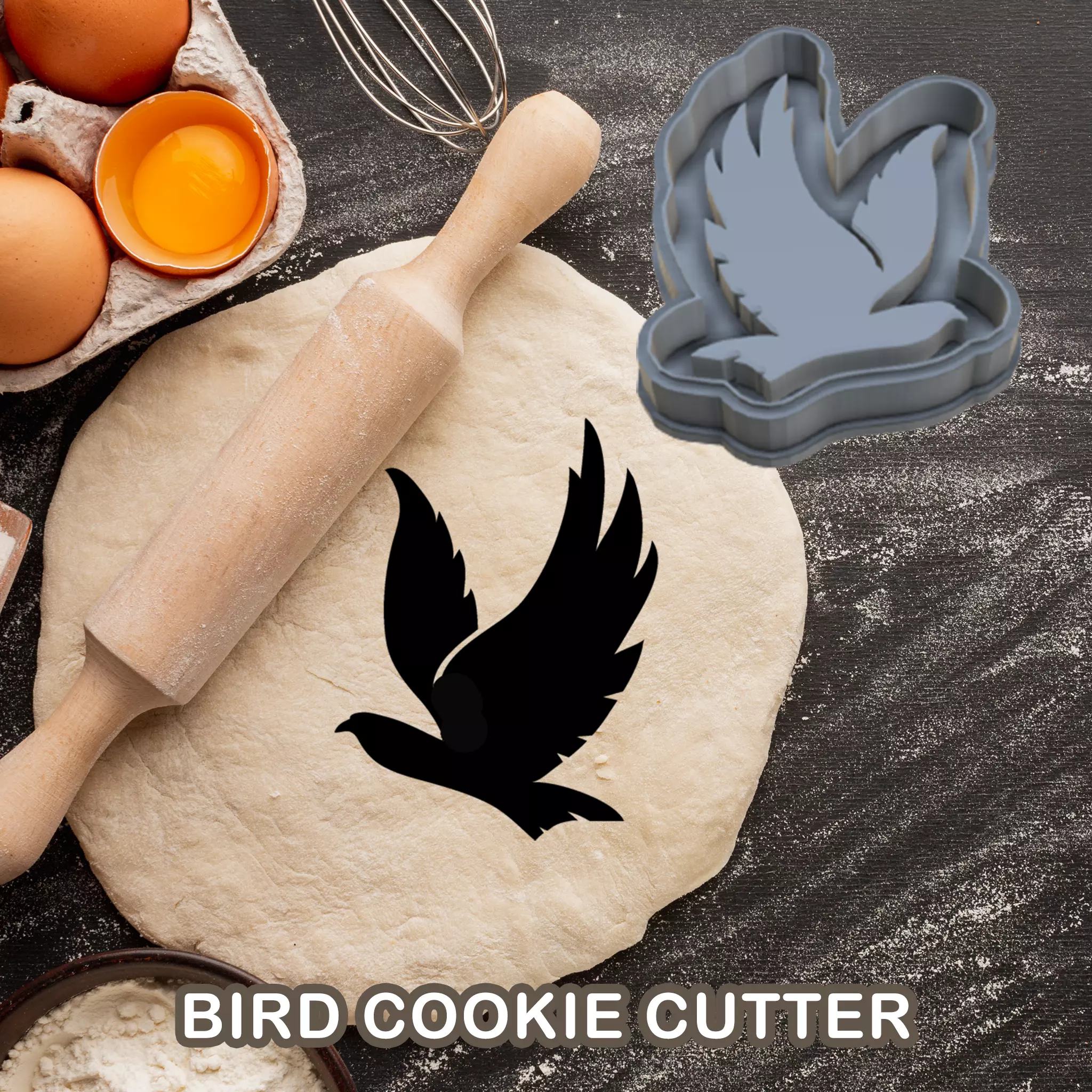 BIRD COOKIE CUTTER PASTRY DOUGH BISCUIT SUGAR FOOD 3D print model