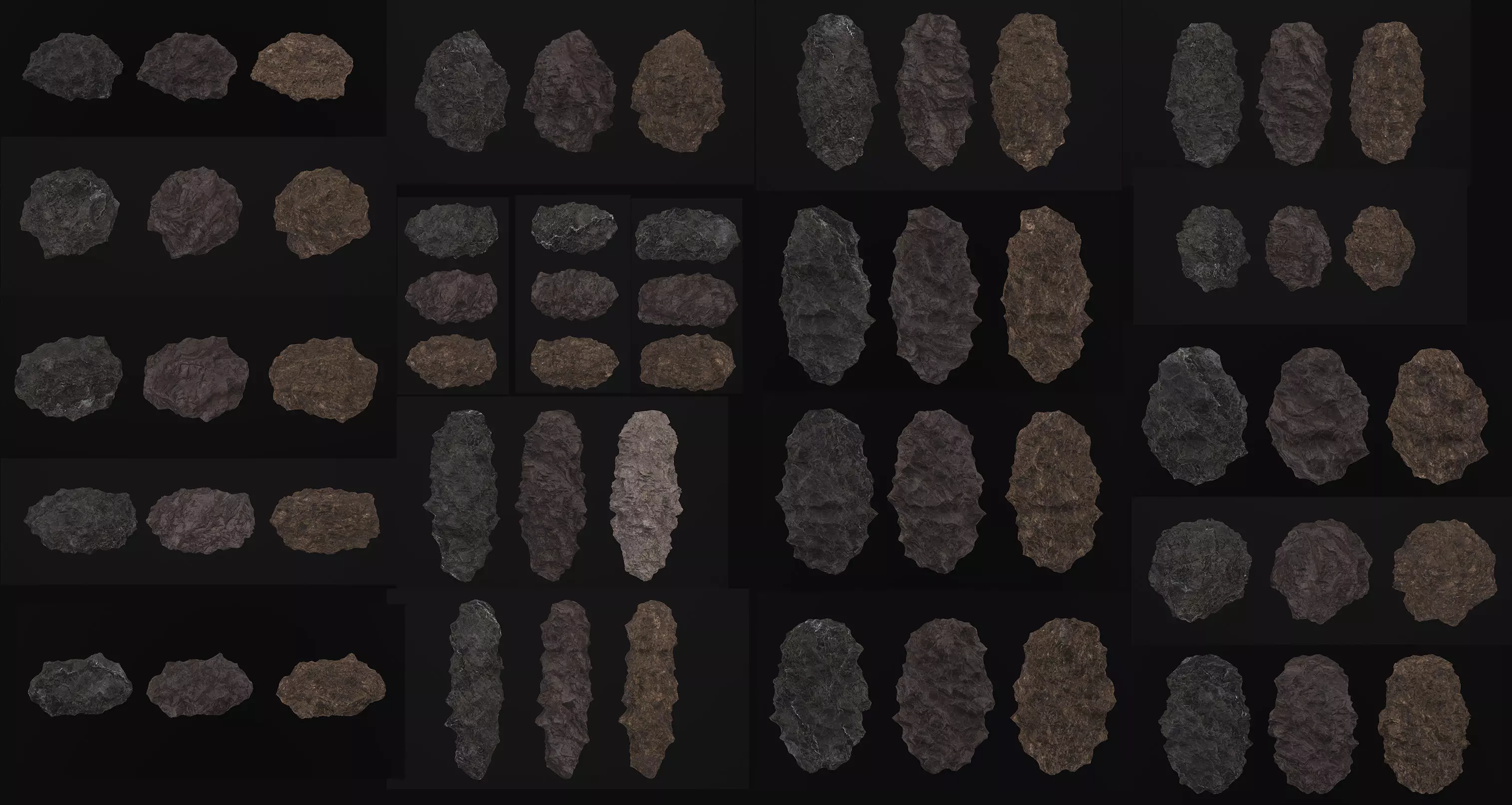 Set of 20 cliff rock stones Free low-poly 3D model