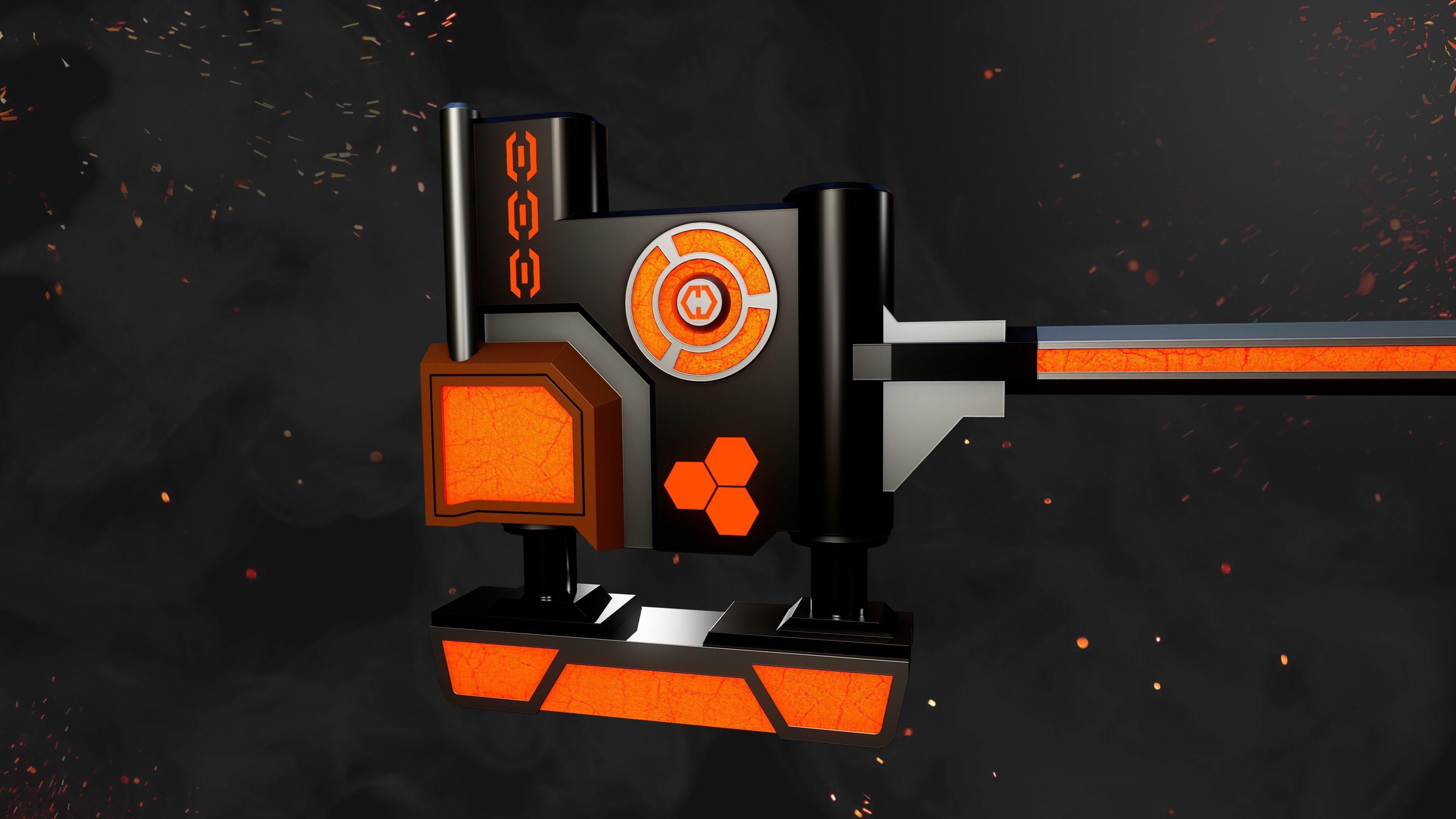 Future Sci-Fi Hammer Low-poly 3D model Low-poly 3D model_3