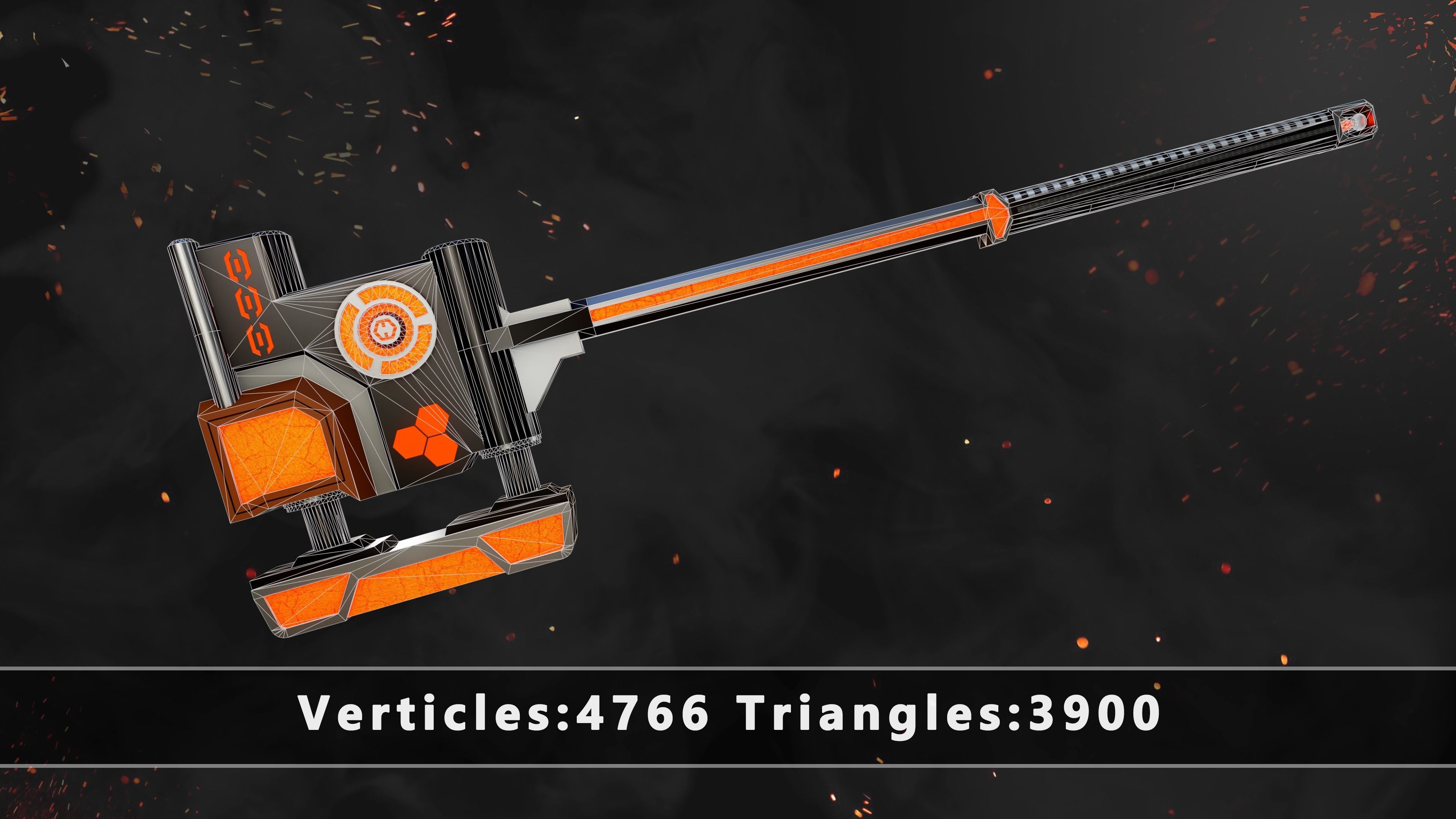 Future Sci-Fi Hammer Low-poly 3D model Low-poly 3D model_6