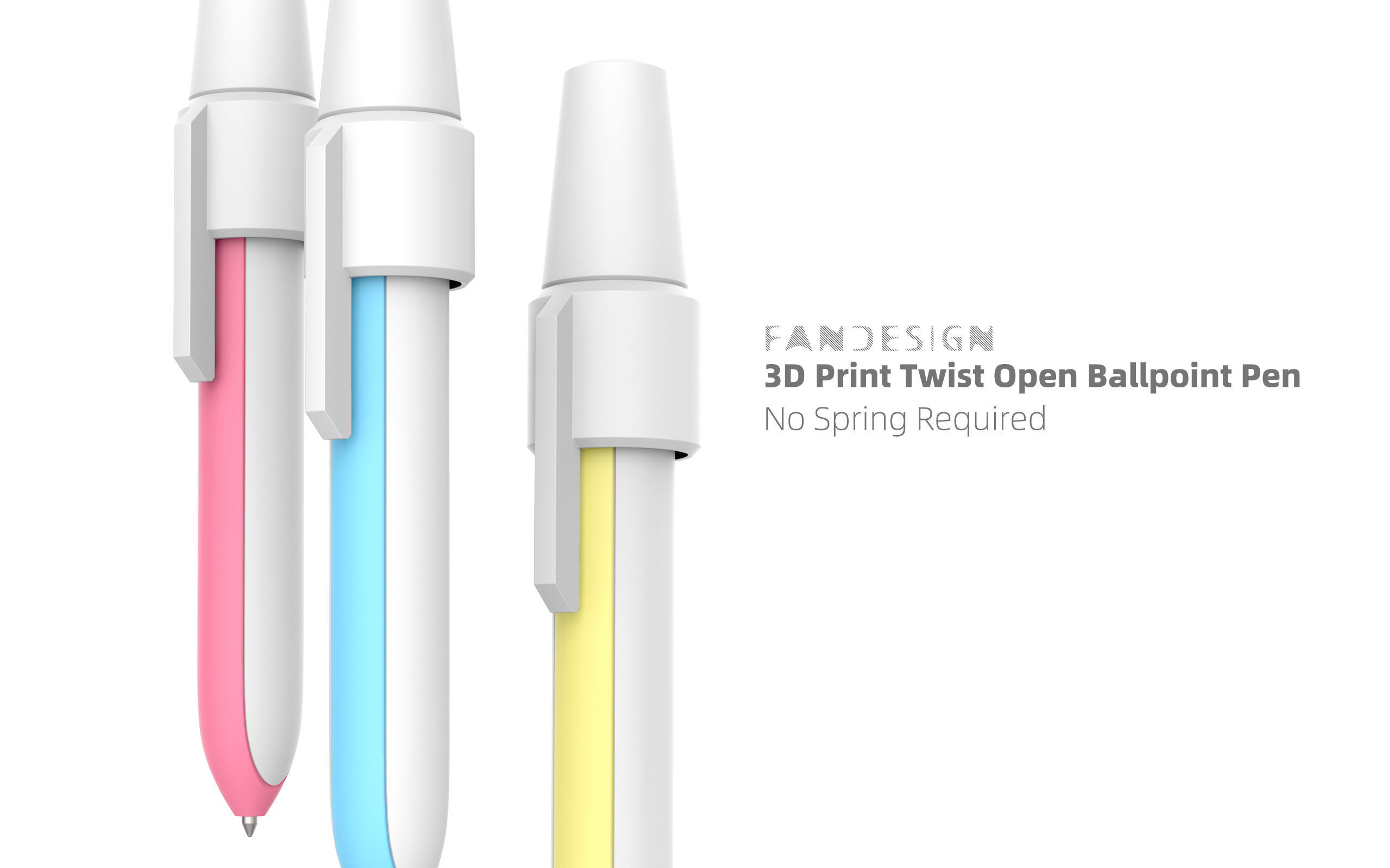 3D  Print Twist Open Ballpoint Pen - No Spring Required  3D print model_2
