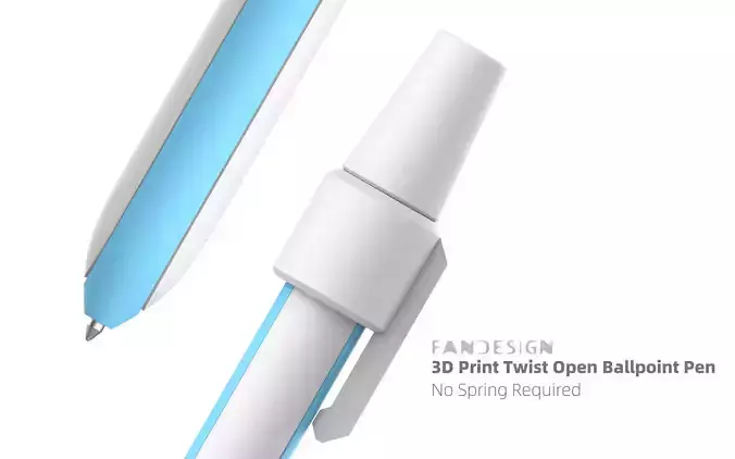 3D  Print Twist Open Ballpoint Pen - No Spring Required  3D print model