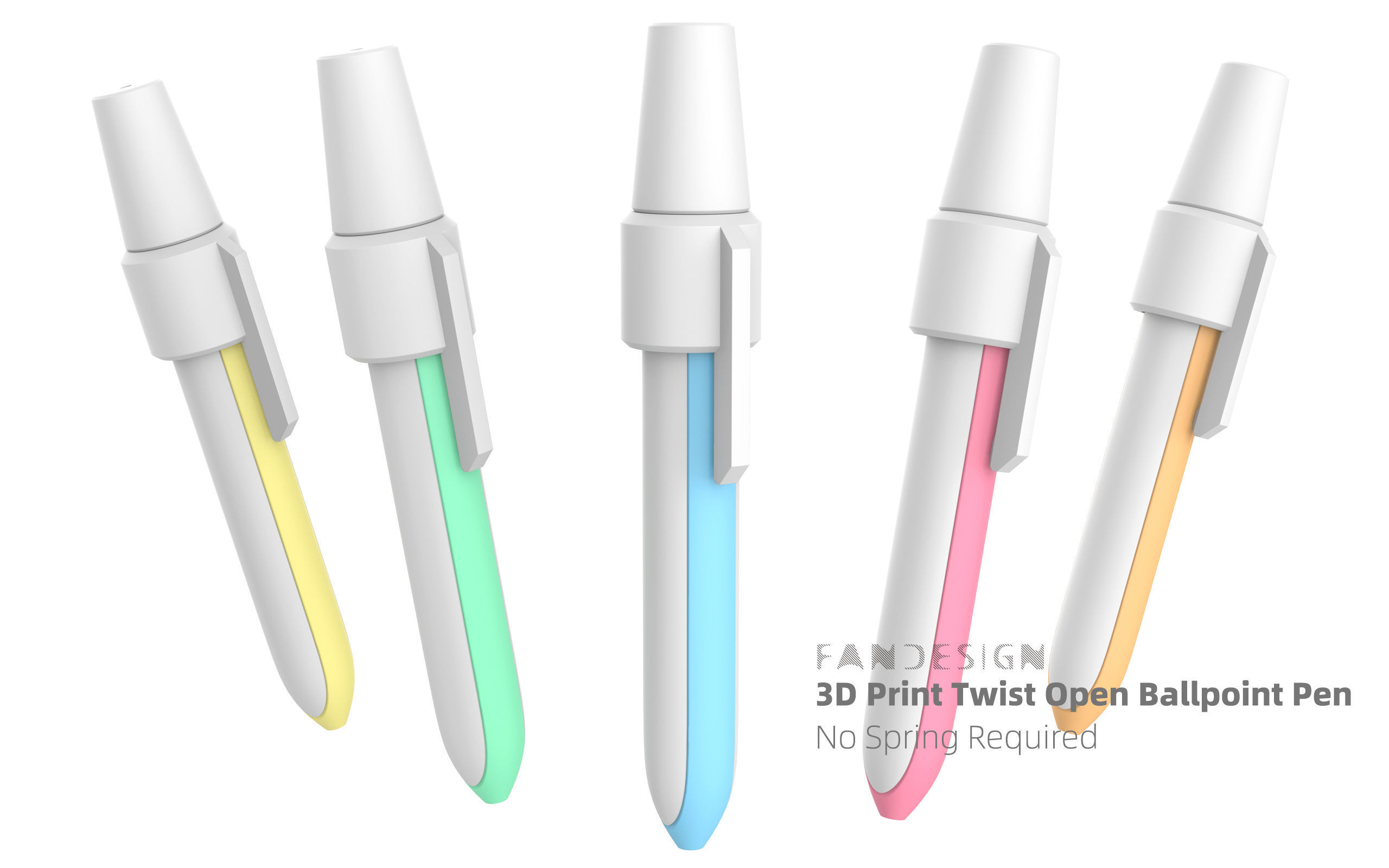 3D  Print Twist Open Ballpoint Pen - No Spring Required  3D print model_3