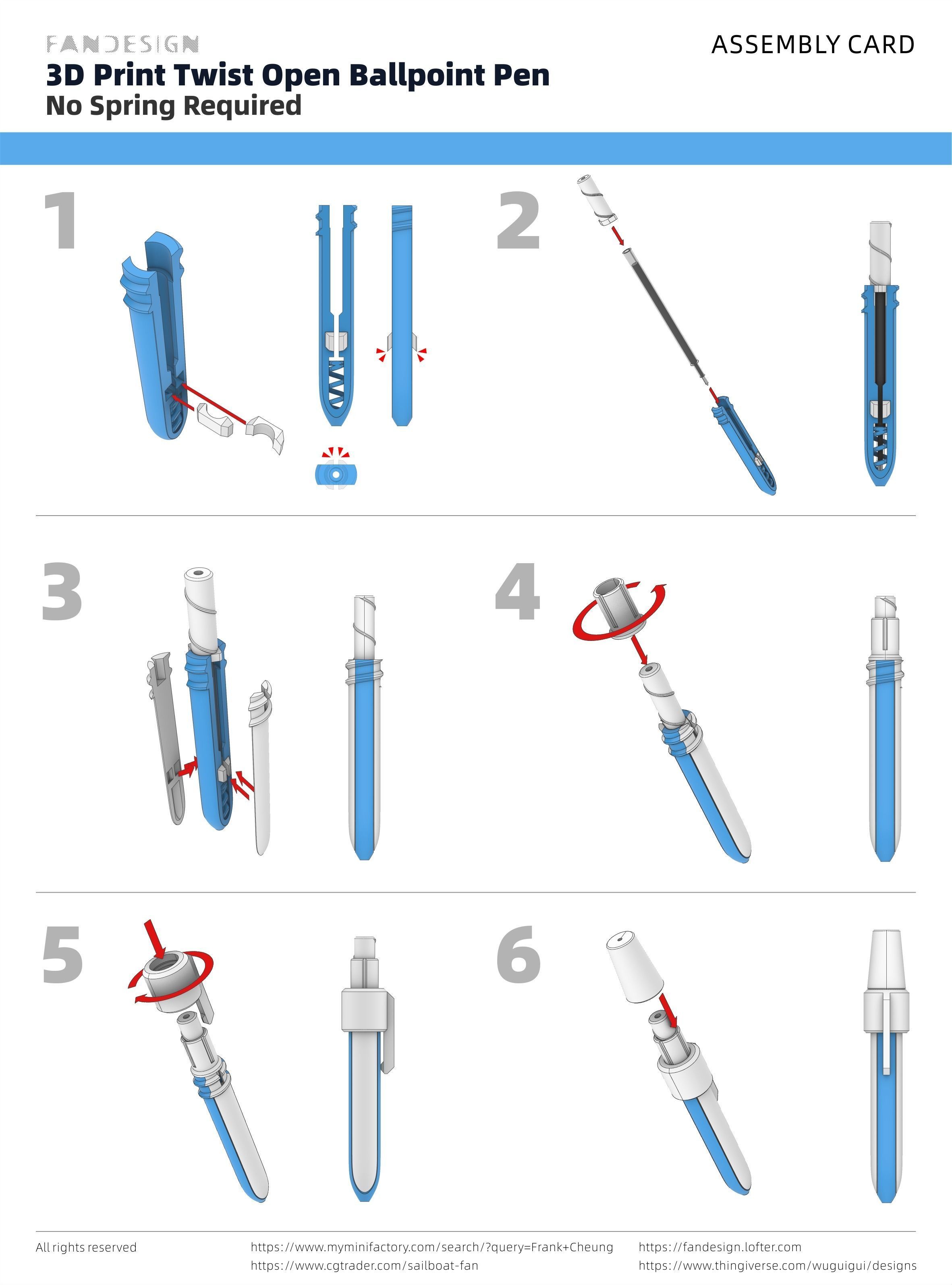 3D  Print Twist Open Ballpoint Pen - No Spring Required  3D print model_4