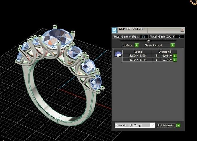 ring-trellis diamond engagement ring gold 3D print model