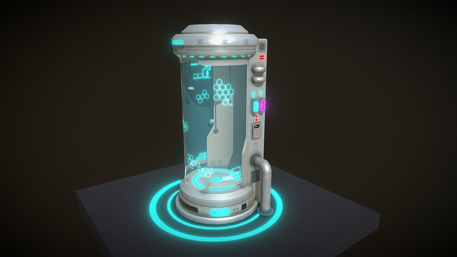 Sci-fi Laboratory Capsule Low-poly 3D model_1