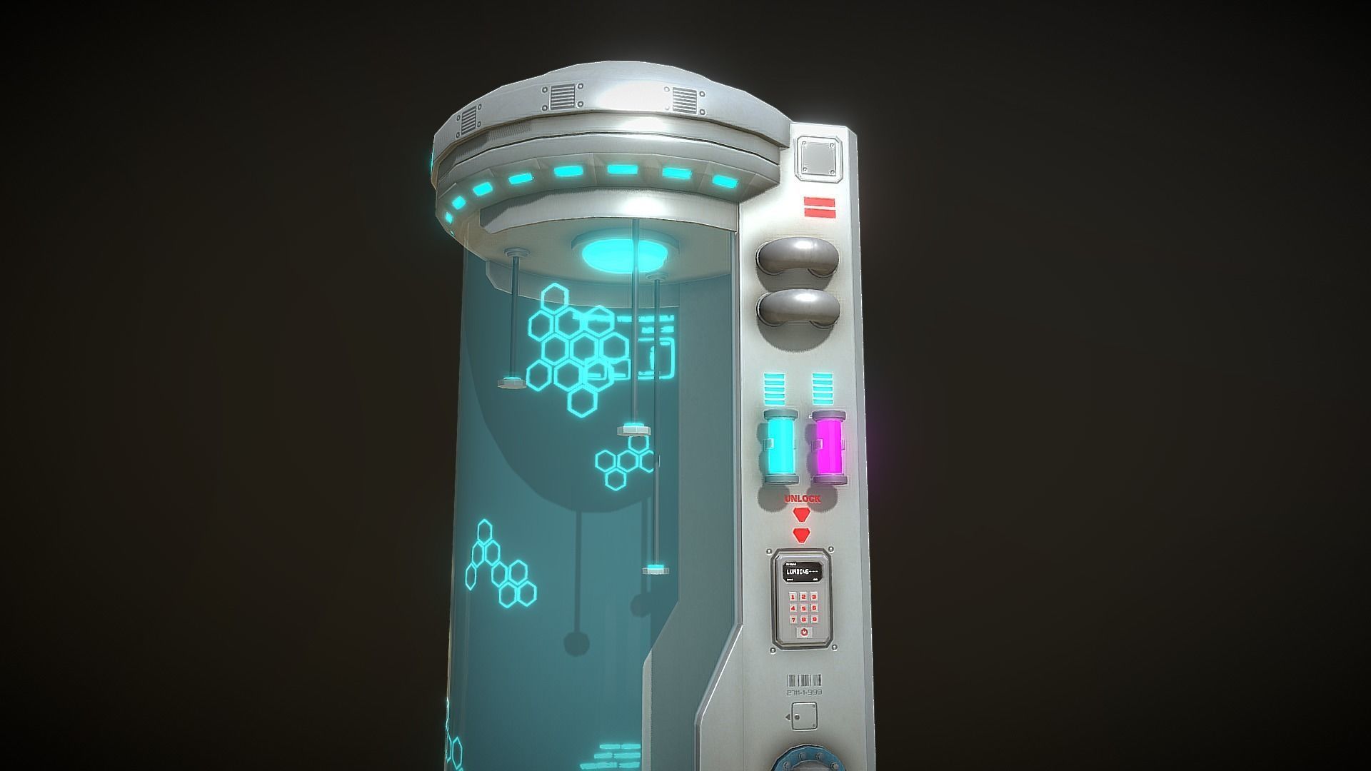Sci-fi Laboratory Capsule Low-poly 3D model_3