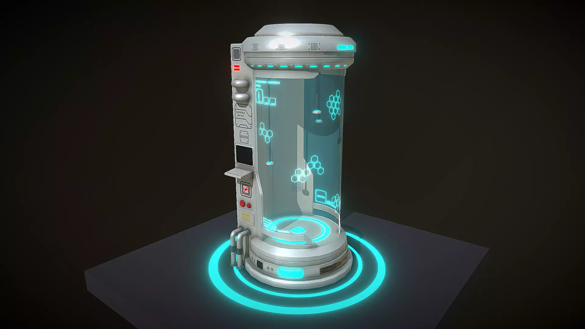 Sci-fi Laboratory Capsule Low-poly 3D model_0