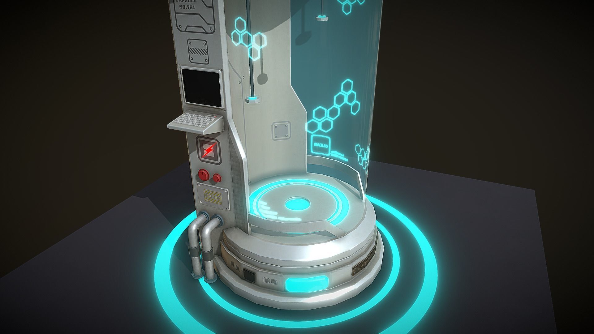 Sci-fi Laboratory Capsule Low-poly 3D model_2