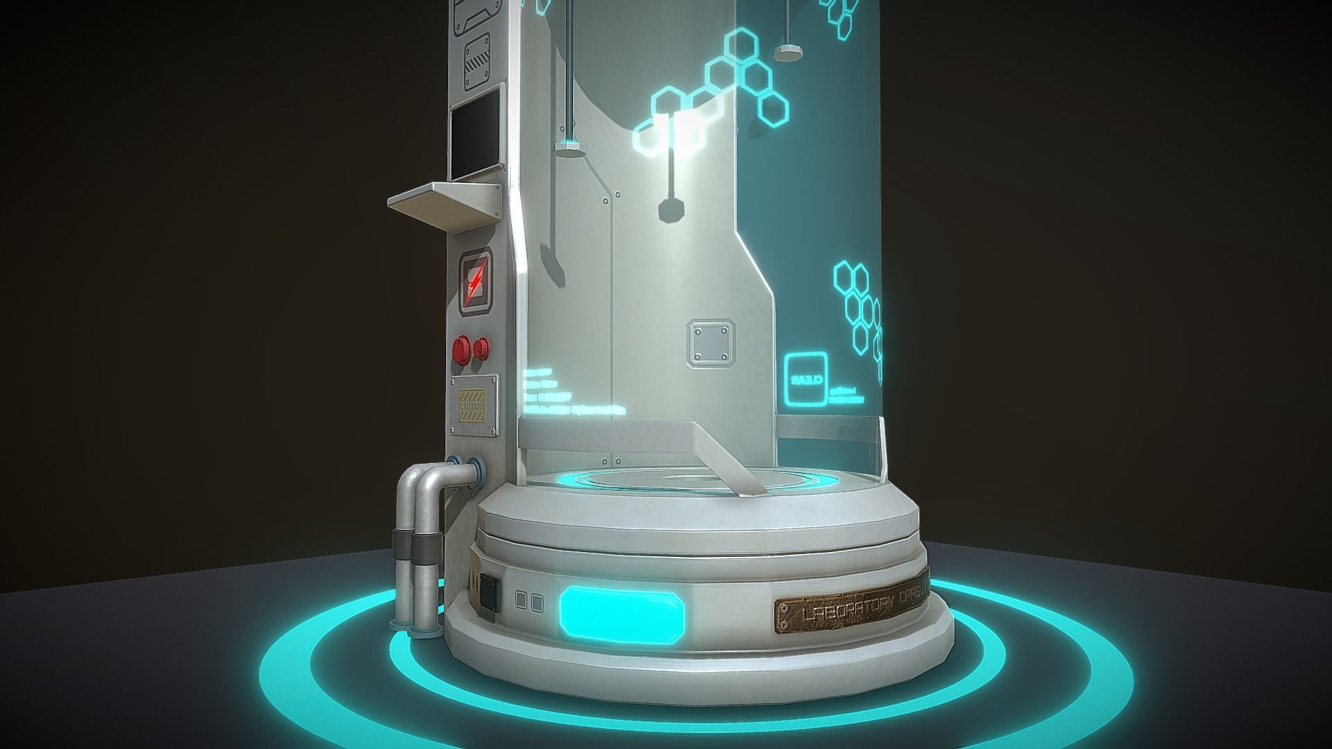Sci-fi Laboratory Capsule Low-poly 3D model_4