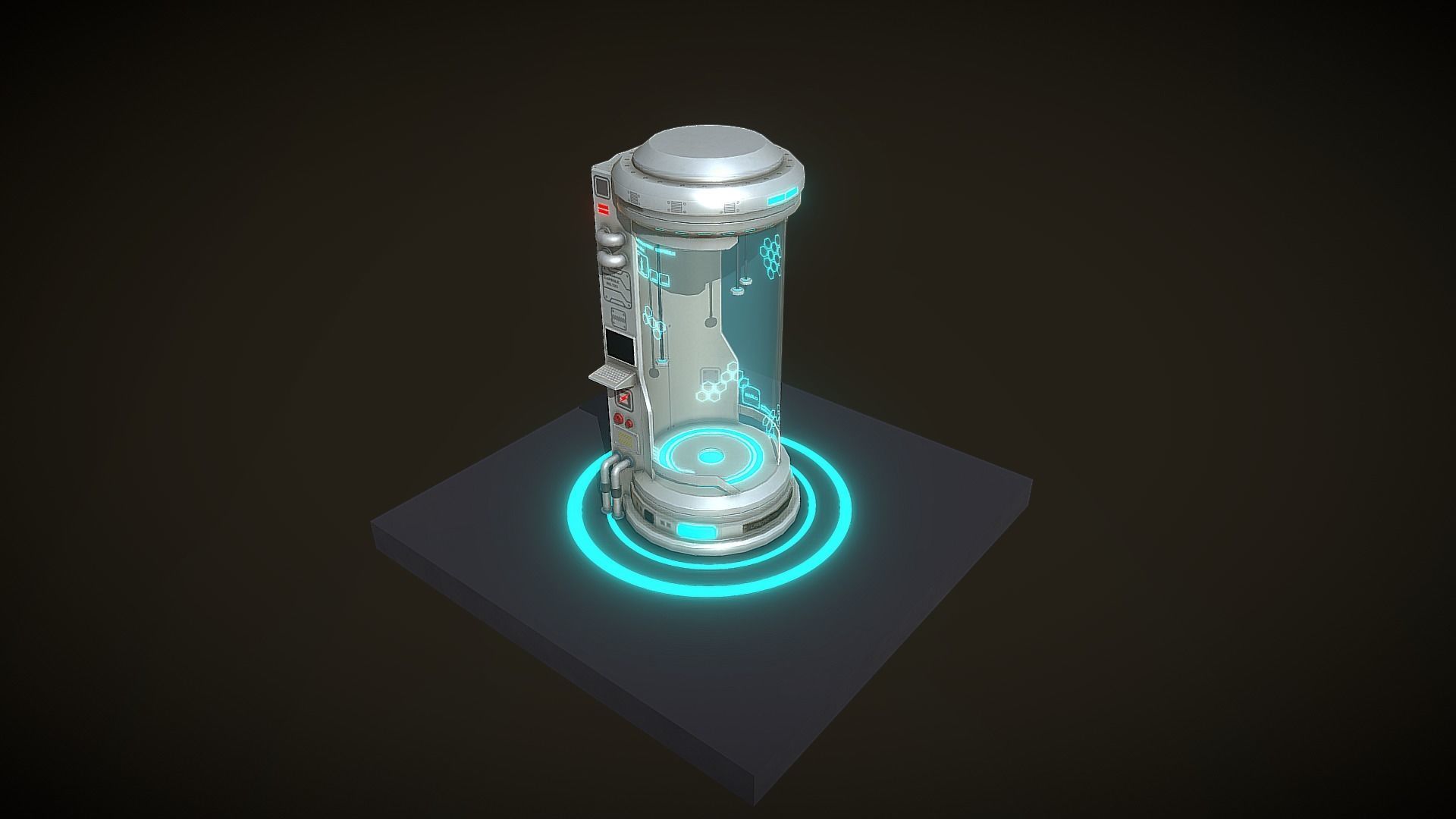 Sci-fi Laboratory Capsule Low-poly 3D model_10