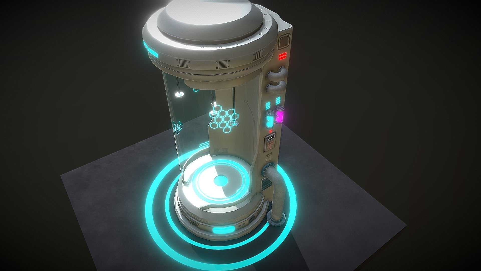 Sci-fi Laboratory Capsule Low-poly 3D model_5