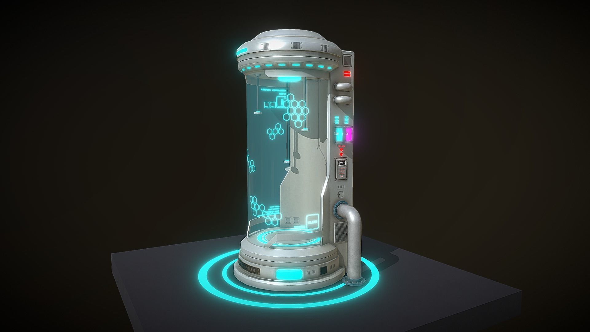 Sci-fi Laboratory Capsule Low-poly 3D model_15